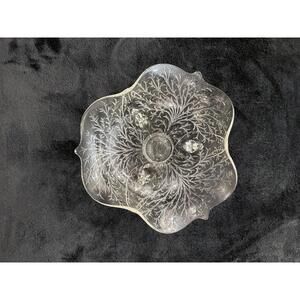 Vintage Clear Pressed Glass Leaf Pattern Bowl / Candy Dish